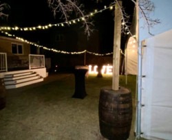 4 Whiskey barrels light poles