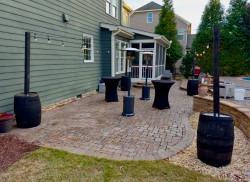 4 Whiskey barrels light poles