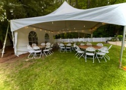 IMG 8784 1767586536 20x20 High Peak Tent package (5 round tables 40 chairs Or 6